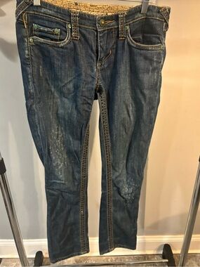 Stitch's Dark Blue Flare Jeans with Contrast Stitching women’s size 29